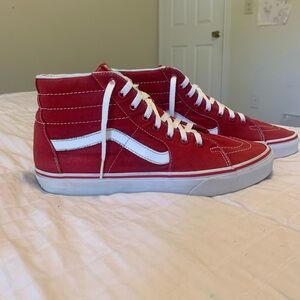 Vans Red and White Skateboard Hightop Sneakers